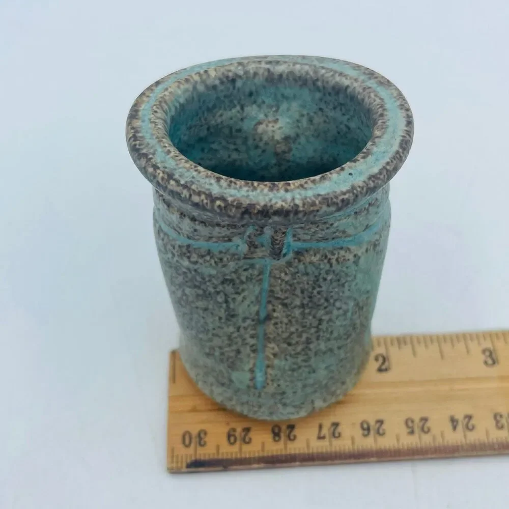 Studio Art Pottery Hand Made Floral Frog Organic Shape Mini Bud Vase OOAK